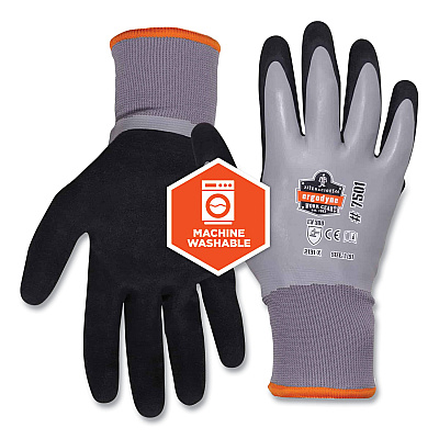 ergodyne ProFlex 7501-CASE Coated Waterproof Winter Gloves, Gray, Medium, 144 Pairs/Carton (EGO17933)