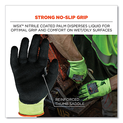 ergodyne ProFlex 7041 ANSI A4 Nitrile-Coated CR Gloves, Lime, 2X-Large, Pair (EGO17816)