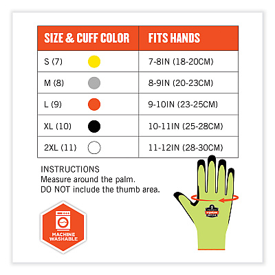 ergodyne ProFlex 7041-CASE ANSI A4 Nitrile Coated CR Gloves, Lime, Small, 144 Pairs/Carton (EGO17822)