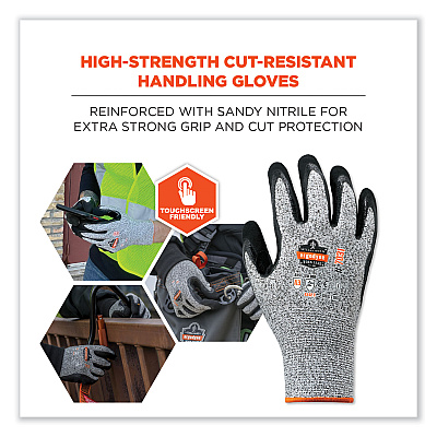 ergodyne ProFlex 7031 ANSI A3 Nitrile-Coated CR Gloves, Gray, Small, Pair (EGO17982)