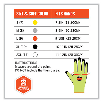 ergodyne ProFlex 7021 Hi-Vis Nitrile-Coated CR Gloves, Lime, Small, Pair (EGO17962)