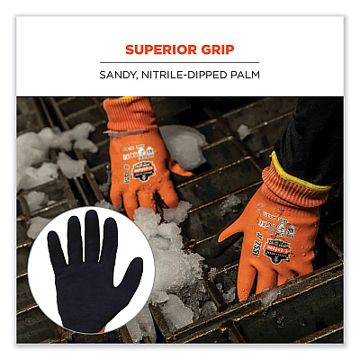 ergodyne ProFlex 7551 ANSI A5 Coated Waterproof CR Gloves, Orange, X-Large, Pair (EGO17675)