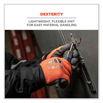 ergodyne ProFlex 7401-CASE Coated Lightweight Winter Gloves, Orange, X-Large, 144 Pairs/Carton (EGO17895)