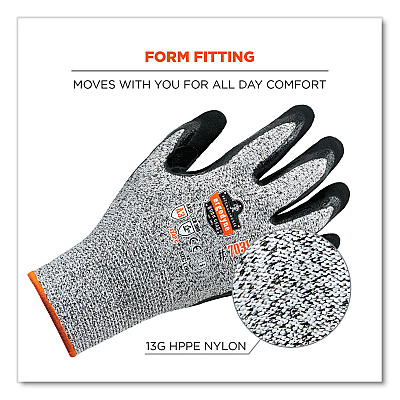ergodyne ProFlex 7031 ANSI A3 Nitrile-Coated CR Gloves, Gray, 2X-Large, Pair (EGO17986)