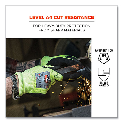 ergodyne ProFlex 7041 ANSI A4 Nitrile-Coated CR Gloves, Lime, Medium, Pair (EGO17813)