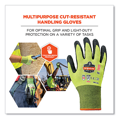 ergodyne ProFlex 7022 ANSI A2 Coated CR Gloves DSX, Lime, Large, Pair (EGO17974)