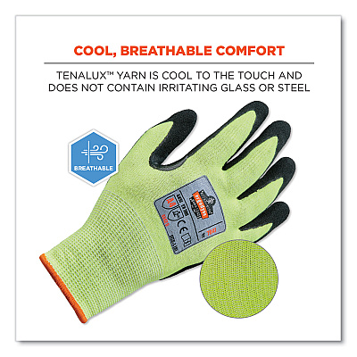 ergodyne ProFlex 7041 ANSI A4 Nitrile-Coated CR Gloves, Lime, Medium, Pair (EGO17813)