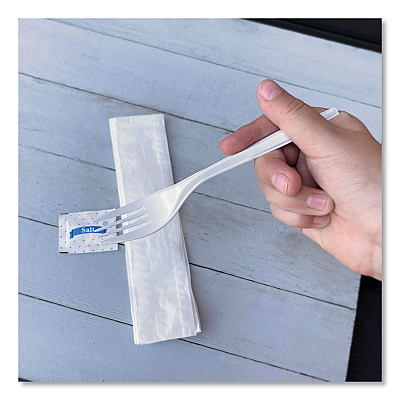 Boardwalk Three-Piece Utensil Set, Fork/Napkin/Salt Packet, White, 500/Carton (BWK3KITMW)