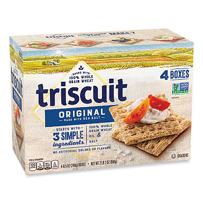 Triscuit Crackers Original with Sea Salt, 8.5 oz Box, 4 Boxes/Pack (GRR22002004)