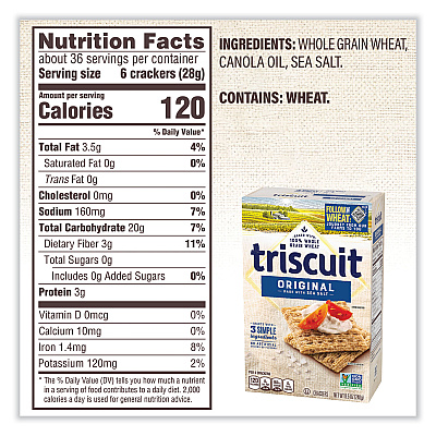 Triscuit Crackers Original with Sea Salt, 8.5 oz Box, 4 Boxes/Pack (GRR22002004)