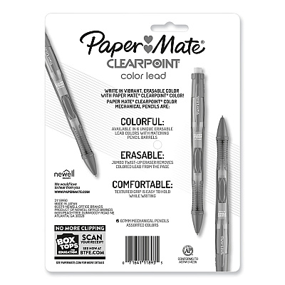 Paper Mate Clearpoint Color Mechanical Pencils, 0.7 mm, Assorted Lead and Barrel Colors, 6/Pack (PAP1984678)