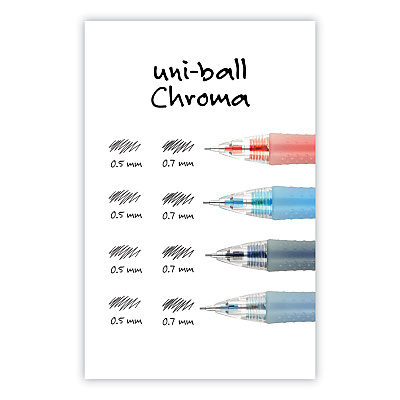 uniball Chroma Mechanical Pencils with Tube of Lead/Erasers, 0.7 mm, HB (#2), Black Lead, Assorted Barrel Colors, 4/Set (UBC70150)