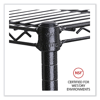 Alera 5-Shelf Wire Shelving Kit with Casters and Shelf Liners, 36w x 18d x 72h, Black Anthracite (ALESW653618BA)
