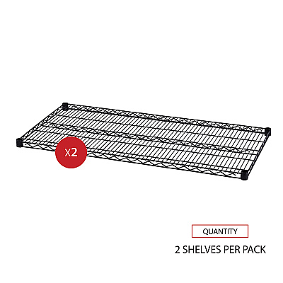 Alera Industrial Wire Shelving Extra Wire Shelves, 48w x 24d, Black, 2 Shelves/Carton (ALESW584824BL)