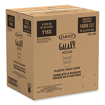 Dart Galaxy Translucent Cups, Squat, 16 to 18 oz, 1,000/Carton (DCCY16S)