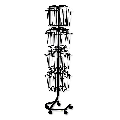 Safco Wire Rotary Display Racks, 16 Compartments, 15w x 15d x 60h, Charcoal (SAF4139CH)