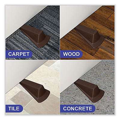 Master Caster Giant Foot Doorstop, No-Slip Rubber Wedge, 3.5w x 6.75d x 2h, Brown, 2/Pack (MAS00969)