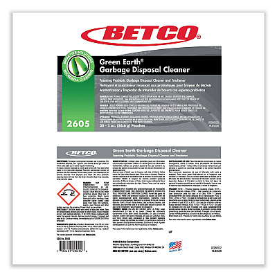Betco Green Earth Garbage Disposal Cleaner, Fruity Scent, 2 oz Packet, 30/Carton (BET2605P5700)