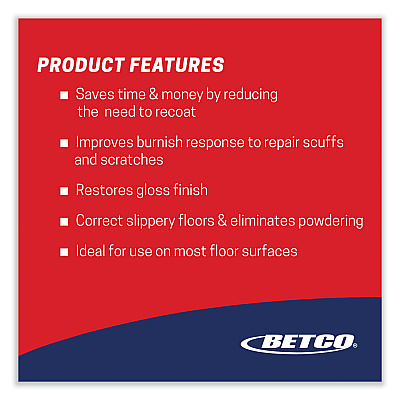 Betco One Step Floor Restorer, Lemon Scent, 1 gal Bottle, 4/Carton (BET6180400)
