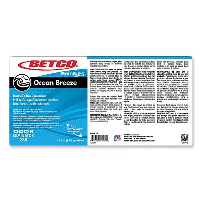 Betco BestScent Ocean Breeze RTU Deodorizer, Ocean Breeze Scent, 32 oz Spray Bottle, 12/Carton (BET2351200)