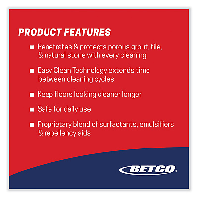 Betco Stone, Tile, Grout Cleaner and Protectant, Pleasant Scent, 1 gal Bottle, 4/Carton (BET16850400)