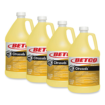 Betco Symplicty Citrusuds Manual Dishwashing Detergent, Lemon Scent, 1 gal Bottle, 4/Carton (BET21090400)