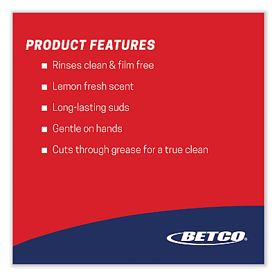 Betco Symplicty Citrusuds Manual Dishwashing Detergent, Lemon Scent, 1 gal Bottle, 4/Carton (BET21090400)