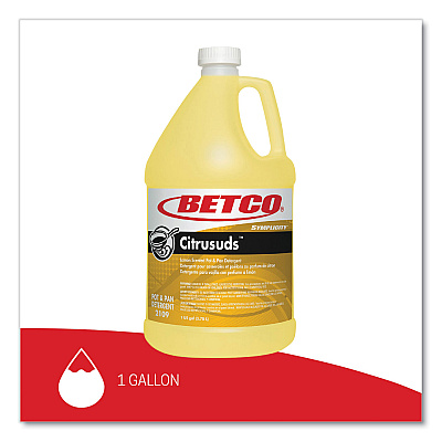 Betco Symplicty Citrusuds Manual Dishwashing Detergent, Lemon Scent, 1 gal Bottle, 4/Carton (BET21090400)
