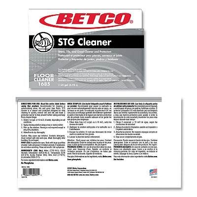 Betco Stone, Tile, Grout Cleaner and Protectant, Pleasant Scent, 1 gal Bottle, 4/Carton (BET16850400)