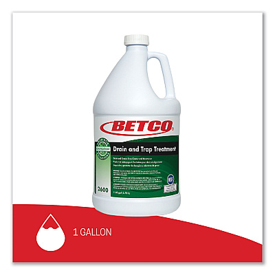 Betco BioActive Solutions Drain and Trap Treatment, Ocean Scent, 1 gal Bottle, 4/Carton (BET26000400)