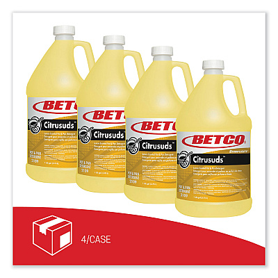 Betco Symplicty Citrusuds Manual Dishwashing Detergent, Lemon Scent, 1 gal Bottle, 4/Carton (BET21090400)
