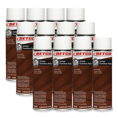 Betco Lemon Furniture Polish, Lemon Scent, 19 oz Aerosol Can, 12/Carton (BET602300)