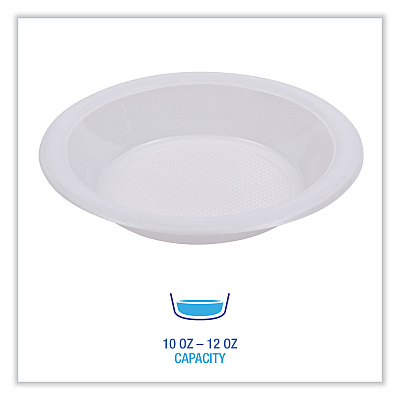 Boardwalk Hi-Impact Plastic Dinnerware, Bowl, 10 to 12 oz, White, 1,000/Carton (BWKBOWLHIPS12WH)