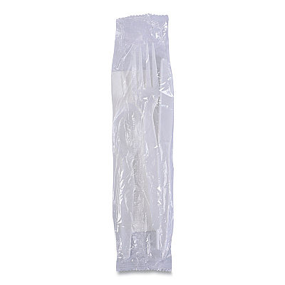 Boardwalk Four-Piece Cutlery Kit, Fork/Knife/Napkin/Teaspoon, Heavyweight, White, 250/Carton (BWKFKTNHWPSWH)