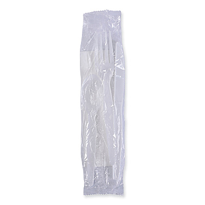 Boardwalk Six-Piece Cutlery Kit, Condiment/Fork/Knife/Napkin/Spoon, Heavyweight, White, 250/Carton (BWKFKTNSHWPSWH)