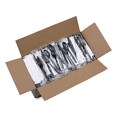 Boardwalk Six-Piece Cutlery Kit, Condiment/Fork/Knife/Napkin/Teaspoon, Black, 250/Carton (BWKFKTNSMWPSBLA)