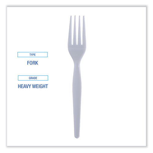 Boardwalk Heavyweight Polystyrene Cutlery, Fork, White, 1000/Carton (FORKHW)
