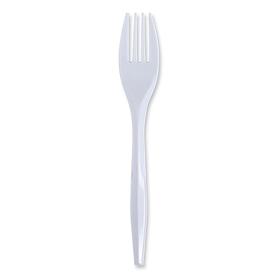 Boardwalk Mediumweight Wrapped Polypropylene Cutlery, Fork, White, 1000/Carton (BWKFORKIW)