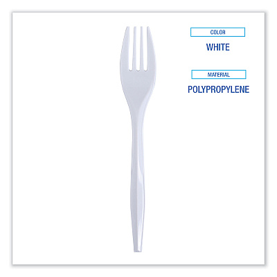 Boardwalk Mediumweight Wrapped Polypropylene Cutlery, Fork, White, 1000/Carton (BWKFORKIW)