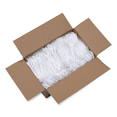 Boardwalk Mediumweight Wrapped Polypropylene Cutlery, Fork, White, 1000/Carton (BWKFORKIW)