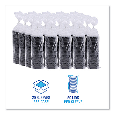 Boardwalk Hot Cup Lids, Fits 8 oz Hot Cups, Black, 1,000/Carton (BWKHOTBL8)