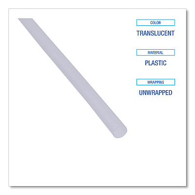 Boardwalk Jumbo Straws, 7.75", Plastic, Translucent, Unwrapped, 250/Pack, 50 Packs/Carton (BWKJSTU775T50)