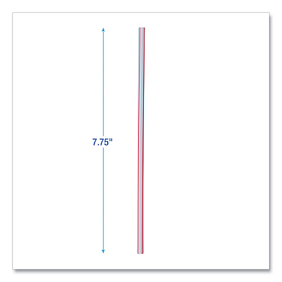 Boardwalk Wrapped Jumbo Straws, 7.75", Plastic, White/Red Stripe, 400/Pack, 25 Packs/Carton (BWKJSTW775S24)