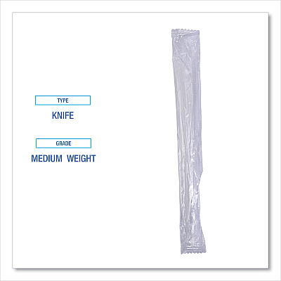 Boardwalk Mediumweight Wrapped Polypropylene Cutlery, Knives, White, 1,000/Carton (BWKKNIFEIW)