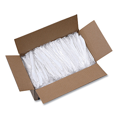 Boardwalk Mediumweight Wrapped Polypropylene Cutlery, Knives, White, 1,000/Carton (BWKKNIFEIW)