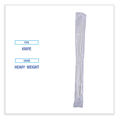 Boardwalk Heavyweight Wrapped Polypropylene Cutlery, Knife, White, 1,000/Carton (BWKKNIHWPPWIW)