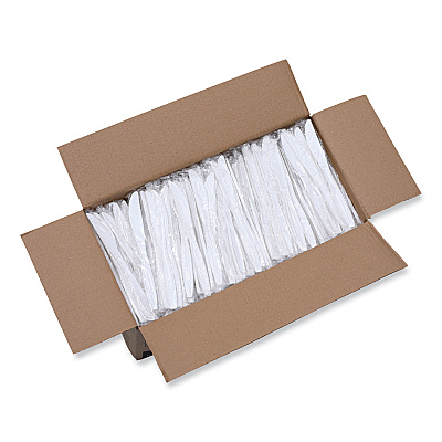 Boardwalk Heavyweight Wrapped Polypropylene Cutlery, Knife, White, 1,000/Carton (BWKKNIHWPPWIW)