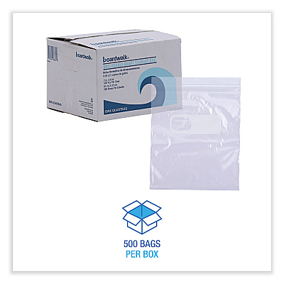 Boardwalk Reclosable Food Storage Bags, Quart, 7" x 8", Clear, 500/Box (BWKQUARTBAG)