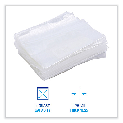 Boardwalk Reclosable Food Storage Bags, Quart, 7" x 8", Clear, 500/Box (BWKQUARTBAG)
