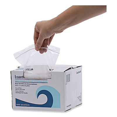 Boardwalk Reclosable Food Storage Bags, Quart, 7" x 8", Clear, 500/Box (BWKQUARTBAG)